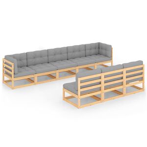 vidaXL Garden Lounge Set Natural Wood Solid Pine Wood, Polyester Large