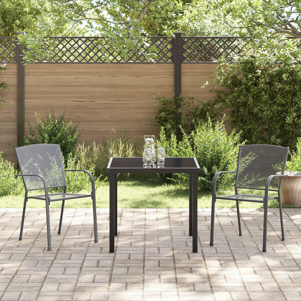 vidaXL Garden Dining Set 7 pcs Anthracite Powder-Coated Steel