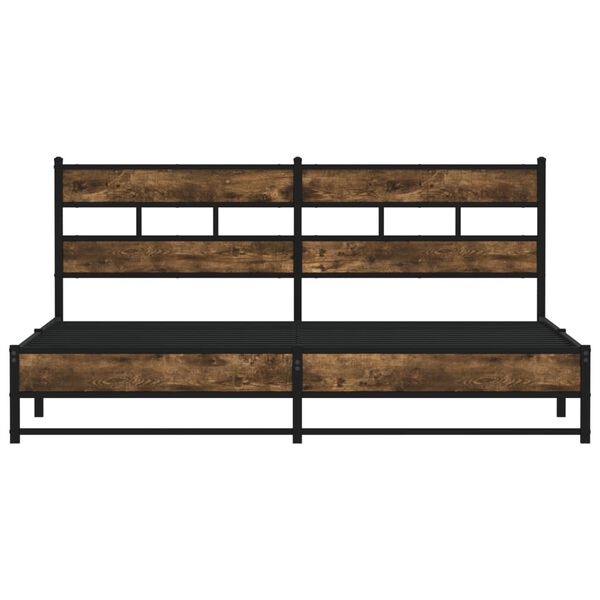 vidaXL Bed Frame Smoked Oak Steel, Engineered Wood Full Bed Frame