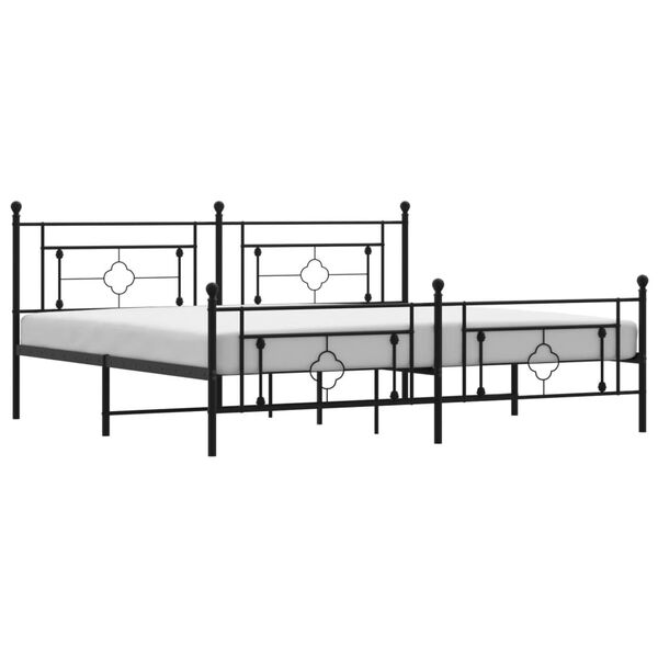vidaXL Bed Frame Black Powder-Coated Steel Double Bed Frame