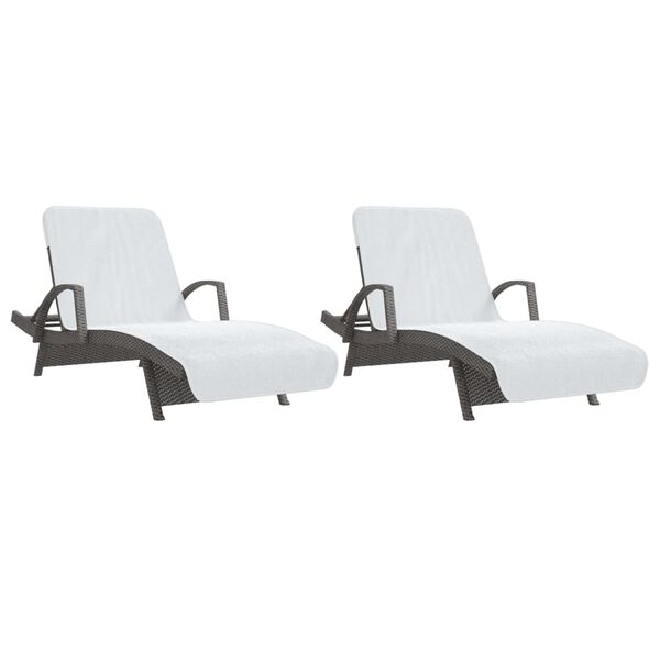 vidaXL Beach Towel Set of 2 White Fabric (84% cotton, 16% polyester)