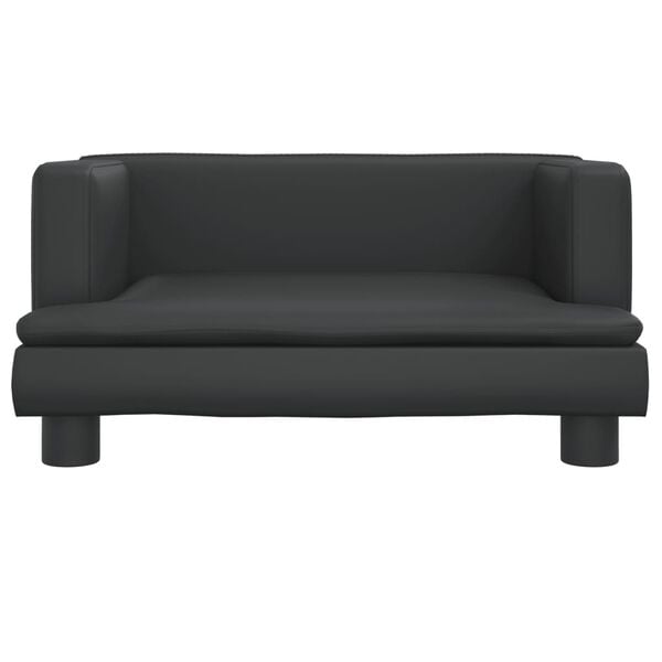 vidaXL Kids Sofa Black Faux leather, solid pine wood, foam Mini Durable