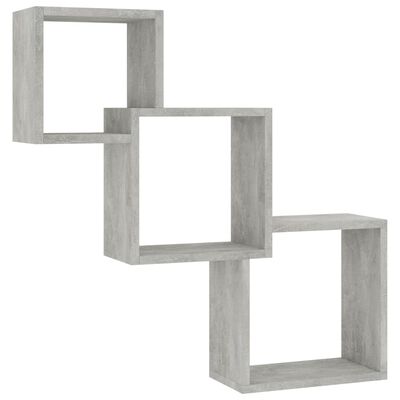 vidaXL Cube Wall Shelves Concrete Gray 33.3"x5.9"x10.6" Chipboard