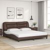 vidaXL Bed Frame Brown Faux leather, metal, solid pine wood, plywood
