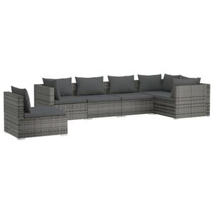 vidaXL Garden Lounge Set Grey Poly Rattan 6 Piece Modular