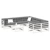 vidaXL Garden Sofa Set White Solid pine wood Large Modular