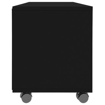 vidaXL TV Cabinet with Castors Black 35.4"x13.8"x13.8" Chipboard