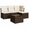 vidaXL Garden Sofa Set Brown PE rattan 3-Seater Adjustable Feet