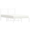 vidaXL Bed Frame White Powder-Coated Steel Double Bed Frame