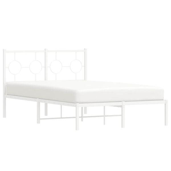 vidaXL Bed Frame White Powder-Coated Steel Double Bed Frame