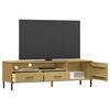 vidaXL TV Cabinet Brown Solid pine wood, metal Medium TV Cabinet