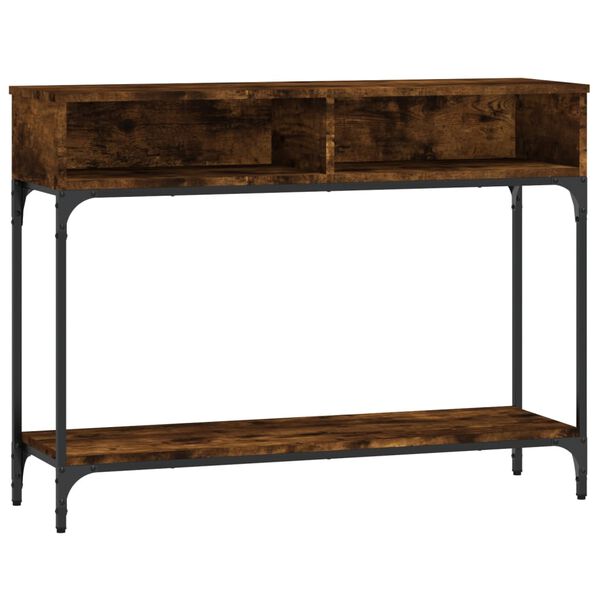 vidaXL Console Table Smoked Oak Engineered Wood, Metal Medium