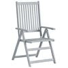 vidaXL Patio Chair Set of 6 Gray, Green Solid Acacia Wood, 100% Polyester