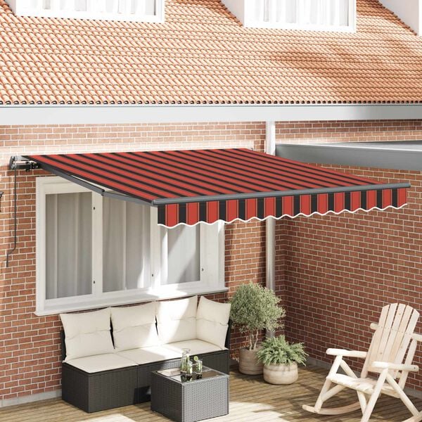 vidaXL Retractable Awning Manual Orange and brown 118.11 x 98.43 in