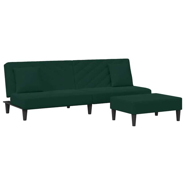 vidaXL Sofa Set Dark Green Velvet, Foam, Wood, Plastic 2 Piece