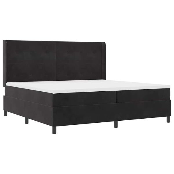 vidaXL Box Spring Bed with Headboard Black 78.74 x 78.74 in Velvet