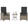 vidaXL Bistro Set Grey PE rattan, powder-coated steel, 100% polyester fabric