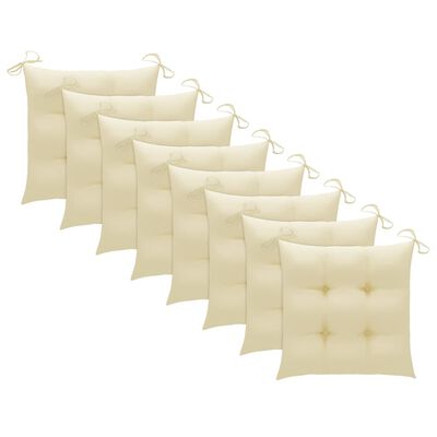 vidaXL Patio Chairs 8 pcs with Cream White Cushions Solid Teak Wood