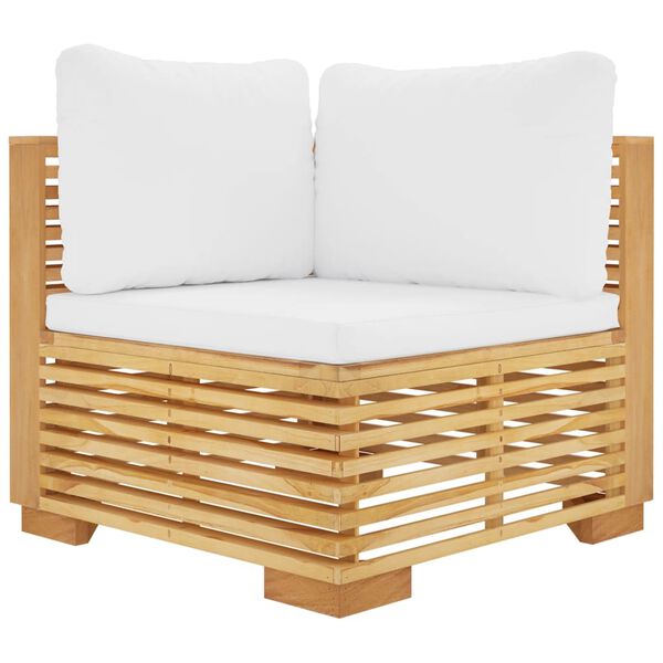 vidaXL Corner Sofa Teak and Cream Solid Teak Wood, Polyester Medium