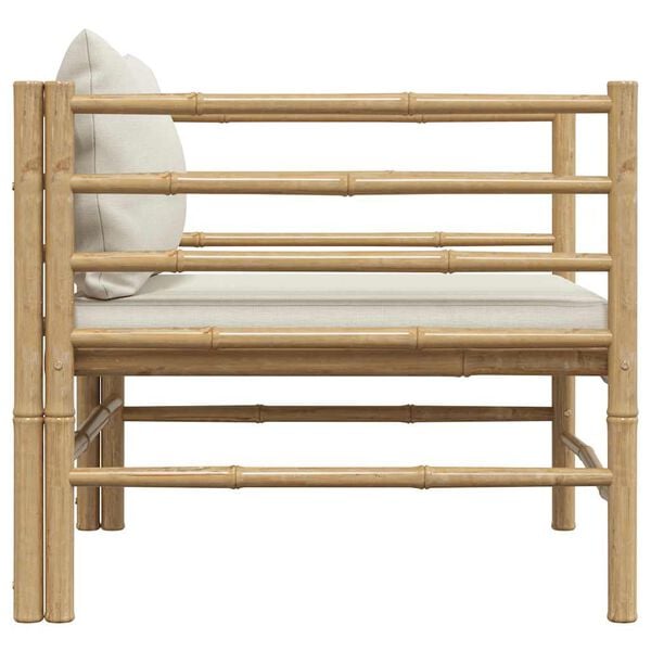 vidaXL Garden Sofa Cream White Bamboo, 100% polyester fabric