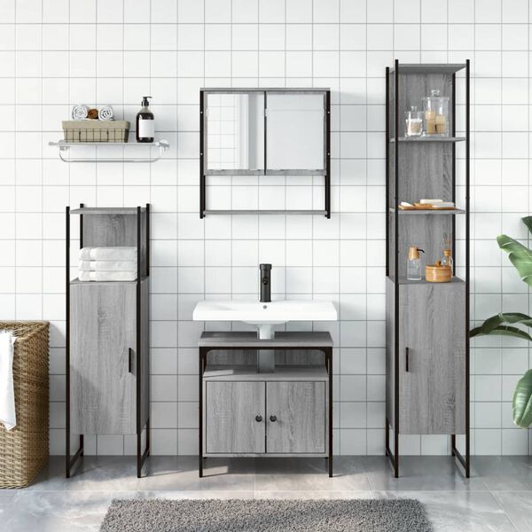 vidaXL Bathroom Furniture Set Grey Sonoma