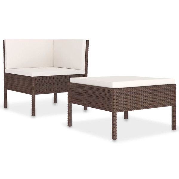 vidaXL Garden Furniture Set Brown and Cream White