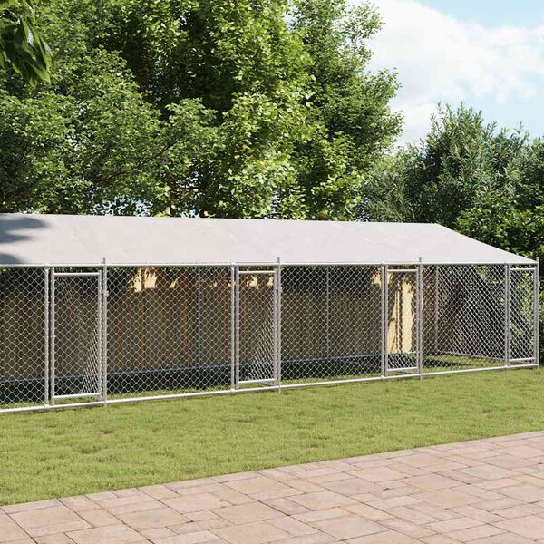 vidaXL Dog Cage Grey Galvanized Steel 39.4 x 6.6 x 6.6 ft Durable