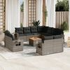 vidaXL Garden Sofa Set Grey PE Rattan 12-Piece Set Foldable