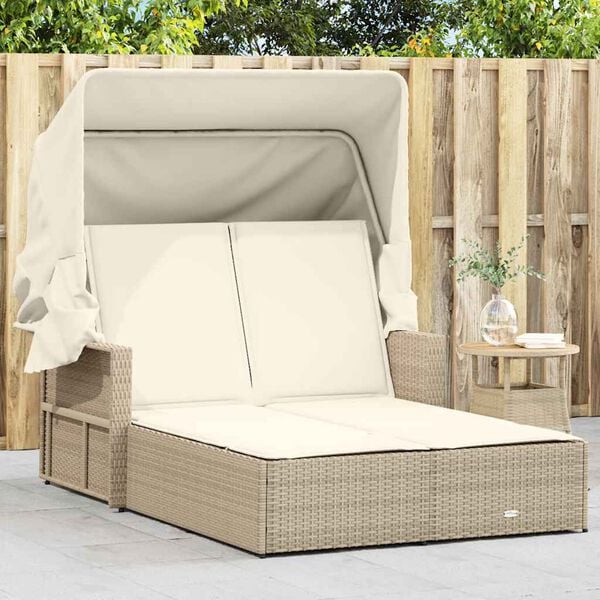 vidaXL Double Sun Lounger Beige, Cream White