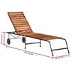 vidaXL Sun Lounger Brown Solid Acacia wood, Steel Standard