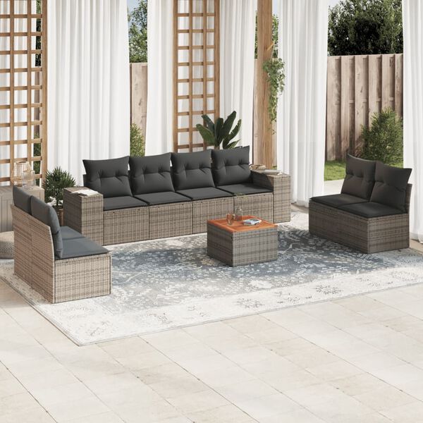 vidaXL Garden Sofa Set Grey, Dark Grey