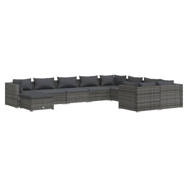 vidaXL Garden Lounge Set Grey PE rattan Large Modular