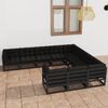 vidaXL Garden Lounge Set Black Solid pinewood, 100% polyester Medium