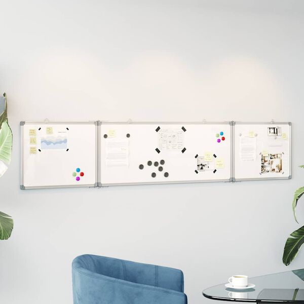 vidaXL Magnetic Whiteboard Foldable 78.7x15.7x0.7" Aluminium