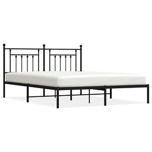 vidaXL Bed Frame Black Powder-Coated Steel Full Bed Frame Rectangular