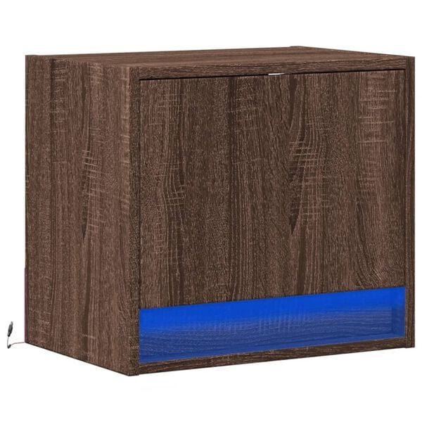 vidaXL Wall-mounted Bedside Cabinet Brown Oak Engineered wood