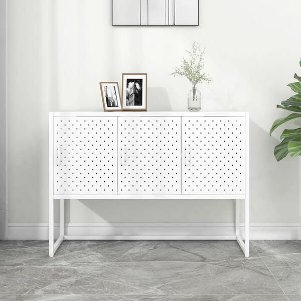 vidaXL Sideboard White Steel Medium Levelers Sideboard Rectangular