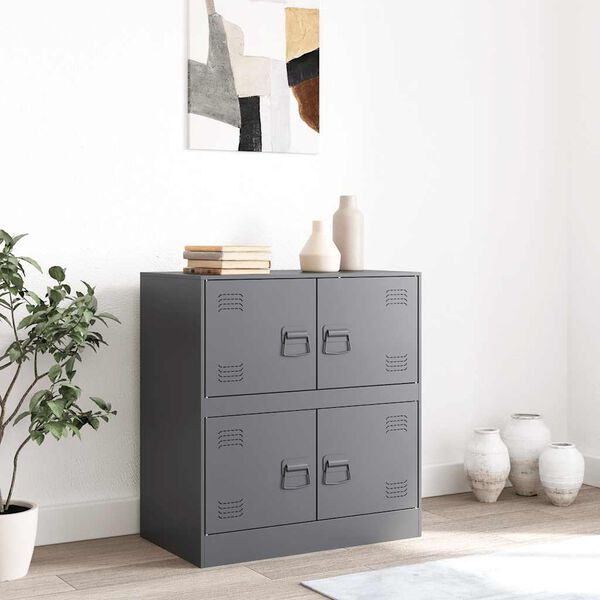 vidaXL Sideboard Dark Gray Cold-rolled Steel Medium Sideboard