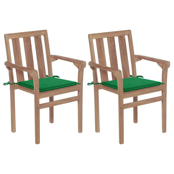 vidaXL Patio Chair Set of 2 Natural Teak Fine sanded teak hardwood