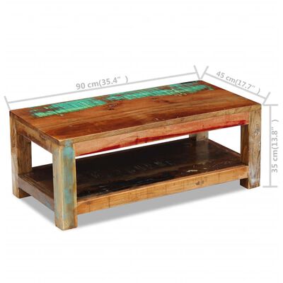 vidaXL Coffee Table Solid Reclaimed Wood 35.4"x17.7"x13.8"