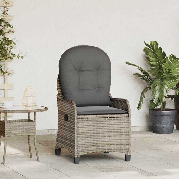 vidaXL Recliner Chair Gray 56 x 66 x 95cm poly rattan