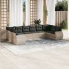 vidaXL Garden Sofa Set Light Grey PE Rattan Extra Large Adjustable Feet
