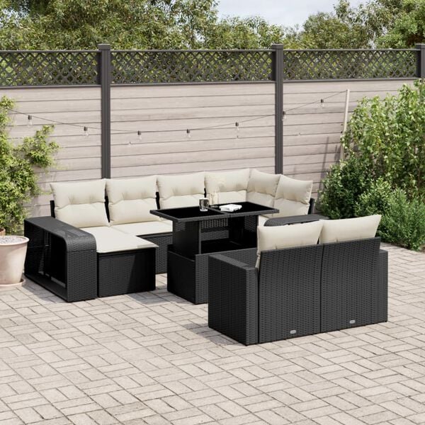 vidaXL Garden Sofa Set Black