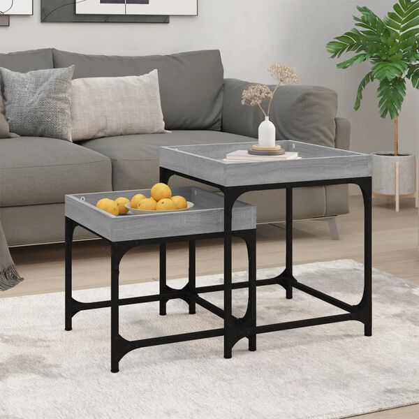 vidaXL Side Table Grey sonoma Engineered wood, steel Small