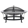 vidaXL Outdoor Fire Pit with Grill Stainless Steel 29.9"