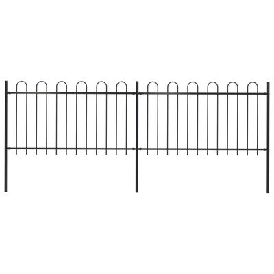 vidaXL Garden Fence with Hoop Top Steel 11.2' Black