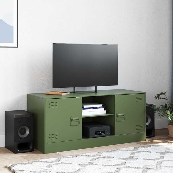 vidaXL TV Cabinet Olive Green Cold-rolled steel Medium TV Cabinet
