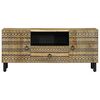 vidaXL TV Cabinet Black Solid Mango Wood Medium TV Cabinet Rectangular