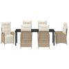 vidaXL Garden Dining Set with Cushion 7 pcs Beige Poly Rattan