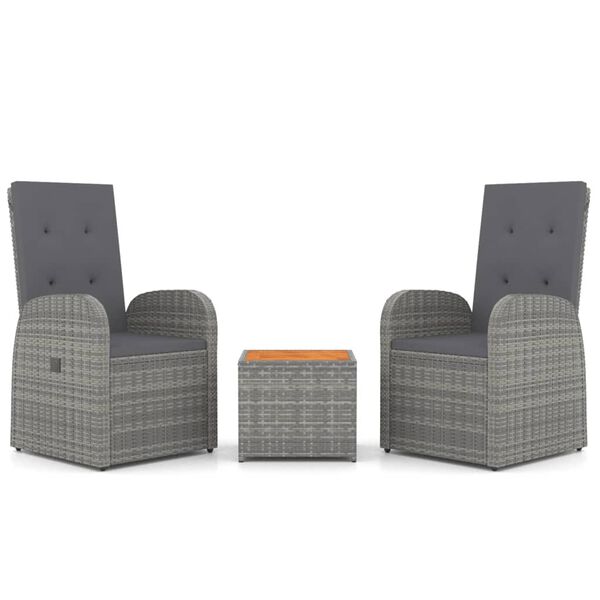 vidaXL Garden Lounge Set Dark Grey PE Rattan, Steel, Solid Acacia Wood
